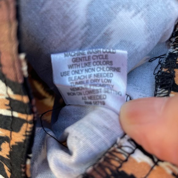 LAST CHANCE  Jacket Blazer Size Large Brown Black White Pattern Tie Waist Collar - Picture 5 of 9